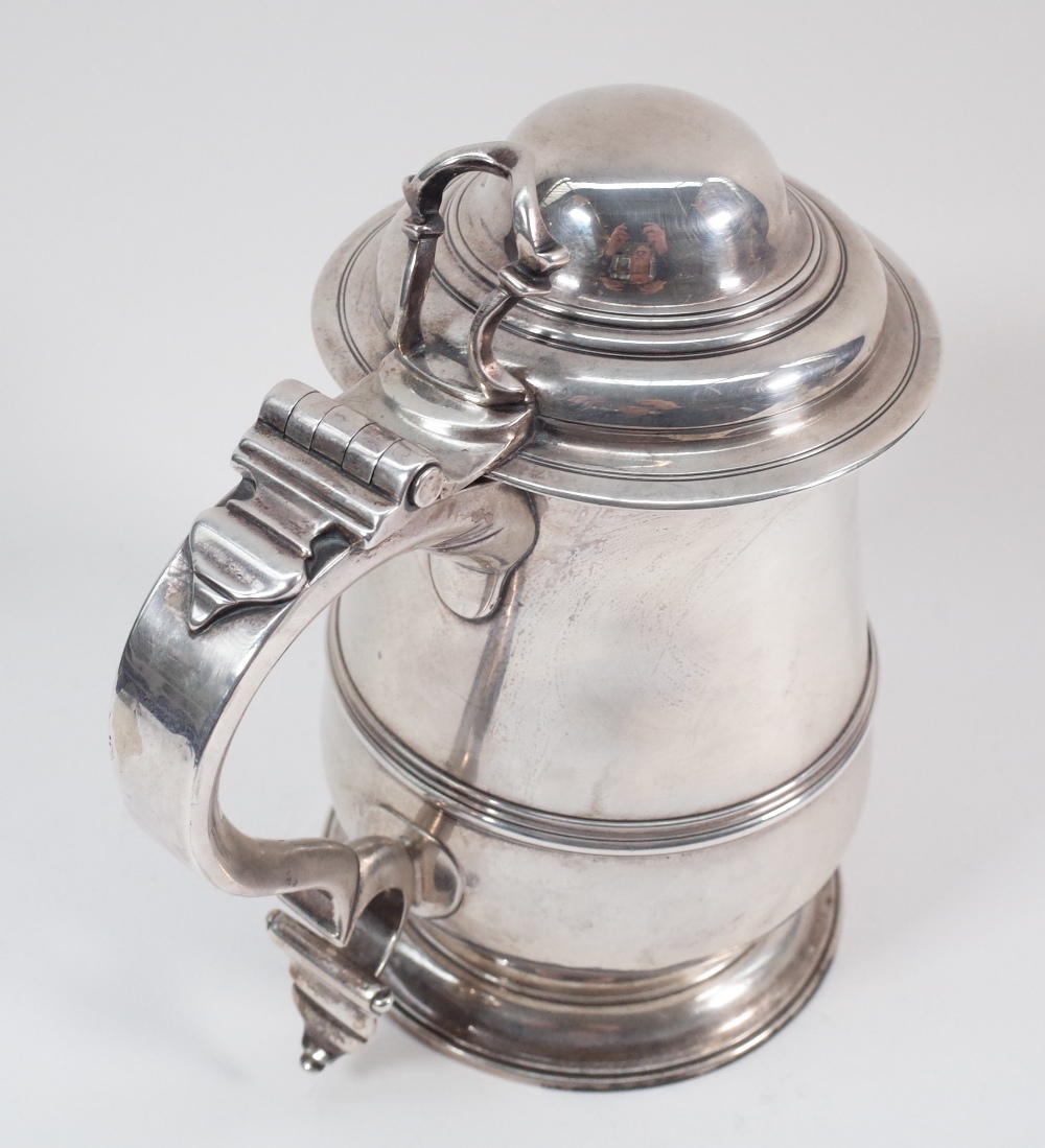 A late George II silver tankard of baluster form, the domed lid with an openwork thumbpiece, - Image 6 of 14