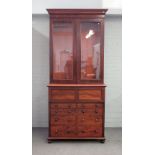 A Victorian mahogany secretaire display cabinet,