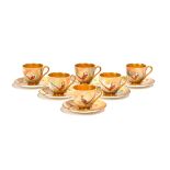 A cased set of six Royal Worcester coffee cups and saucers by Walter Sedgley, circa 1926,