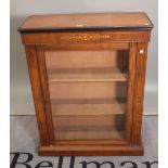 A Victorian inlaid walnut pier cabinet on plinth base, 75cm wide x 96cm high.