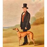 Attributed to Samuel Spode (1798-1872), A gentleman with his whippet, oil on canvas laid on board,