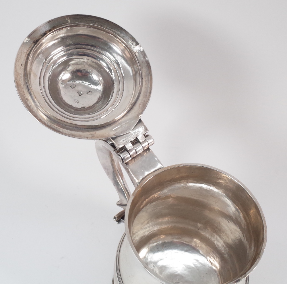 A late George II silver tankard of baluster form, the domed lid with an openwork thumbpiece, - Image 8 of 14