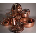 Metalware, including; mainly copper, kettles, jam pans, jugs and sundry, (qty).