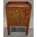 A late George III mahogany bedside cupboard with galleried top, 50cm wide x 78cm high.