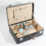 A lady's silver and pale blue enamelled composite silver mounted dressing set,