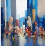 ** Wilfred (20th/21st century), City scape, oil on canvas, signed, unframed, 99cm x 99cm.