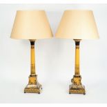 A pair of modern tole peinte table lamps,