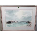 Leslie Moors (20th century), Harbour scene, watercolour, signed, 36.