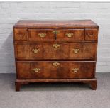 A George I walnut secretaire chest,