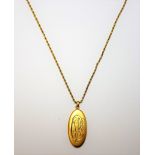 A gold ropetwist link long guard chain, detailed 9 CT, with a boltring clasp,