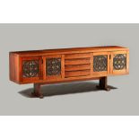 Gangso Mobler; a mid-20th century tile inset teak dining suite, to comprise; a sideboard,