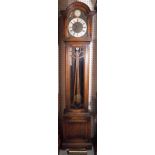 'Tempus Fugit', A 20th century oak cased longcase clock, 44cm wide x 197cm high, one pendulum,
