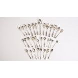 A group of silver spoons, comprising; five teaspoons in a matched design, Sheffield 1927 and 1928,