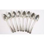 Eight George III Old English pattern tablespoons, London 1809, weight 431 gms, (8).