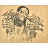 Kathe Kollwitz (1867-1945), Dying man, lithograph, signed, 43cm x 53.5cm. Illustrated.