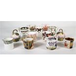 A group of nine English porcelain coffee cans and cups, mostly early 19th century,