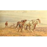 Harold Swanwick (1866-1929), The Plough Team, watercolour, signed, 59cm x 105cm. Illustrated.