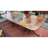 A 19th century mahogany 'D' end extending dining table, on six downswept supports, one extra leaf,