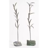 Two Greek similar silver table ornaments, each modelled as a foliate spray,