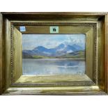 Alfred Oliver (1886-1921), Mountainous lake landscape, oil on panel, signed, 15cm x 23cm.
