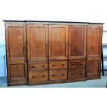 A large late Regency mahogany breakfront five door fitted wardrobe, 348cm wide x 210 cm high.