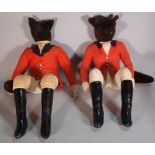 Casa Roma; two early 20th century teddy bears, in the form of foxes dressed as huntsmen, 56cm high,