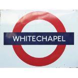 An enamel London Underground sign 'Whitechapel', of rectangular form, 153cm x 115cm.