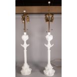 A pair of 20th century plaster table lamps, formed as female busts, 71cm high, (2).