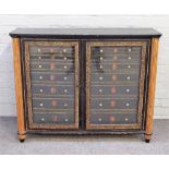 A Regency black Japanned parcel gilt collector's cabinet,