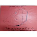 Continental School (20th century), Design for Sculpture, ink on red paper, indistinctly signed,