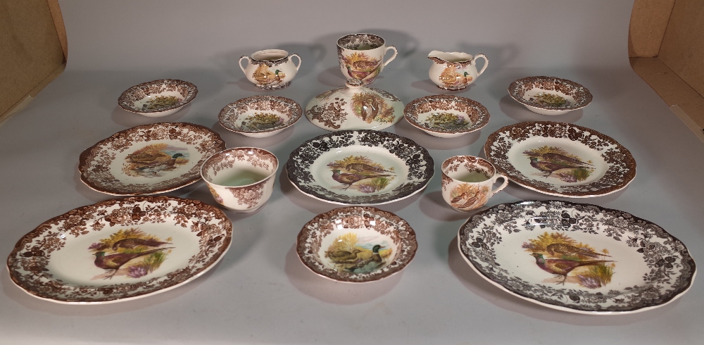 Ceramics, a large 'Palissy' part dinner and tea service in the 'Game Series' pattern, (qty).