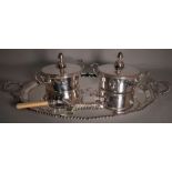 Silver plated wares, including; an oval twin handled serving tray,