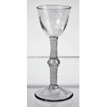 An opaque twist wine glass, circa 1765,