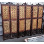 A 19th century Anglo-Indian rosewood three fold draught screen,