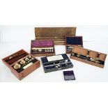 A mahogany cased drawing instrument set, late 19th century,