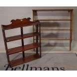 A late Victorian mahogany four tier hanging shelf, 75cm wide x 96cm high,