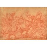 After Sir Peter Paul Rubens, The Lion Hunt, sanguine chalk, 20cm x 28cm. Illustrated.