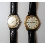 An Omega Electronic F 300 HZ gold cased gentleman's wristwatch,