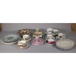 Ceramics, including Wemyss butter dish, lacking cover, Wemyss cup and saucer,