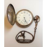 A Waltham silver cased, keyless wind, hunting cased gentleman's pocket watch, Birmingham 1919,