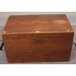 A 19th century mahogany and brass bound trunk, 74cm wide x 40cm high.