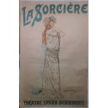 THEATRICAL POSTER: Louise Abbema (1858 - 1927) 'La Sorciere' Theatre Sarah Bernhadt, 1903,