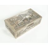 An Asian rectangular hinge lidded table cigarette box,