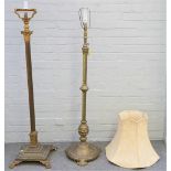 A gilt metal standard lamp of corinthian column form,