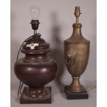 A 20th century brass twin handled baluster table lamp, 57cm high and another similar 47cm high, (2).