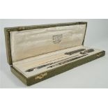 A French silver mounted four piece desk set, comprising; a page turner, a paper knife,