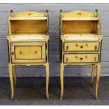 Dujardin-Lammens Bruxelles; a pair of early 20th century polychrome painted bedside tables,