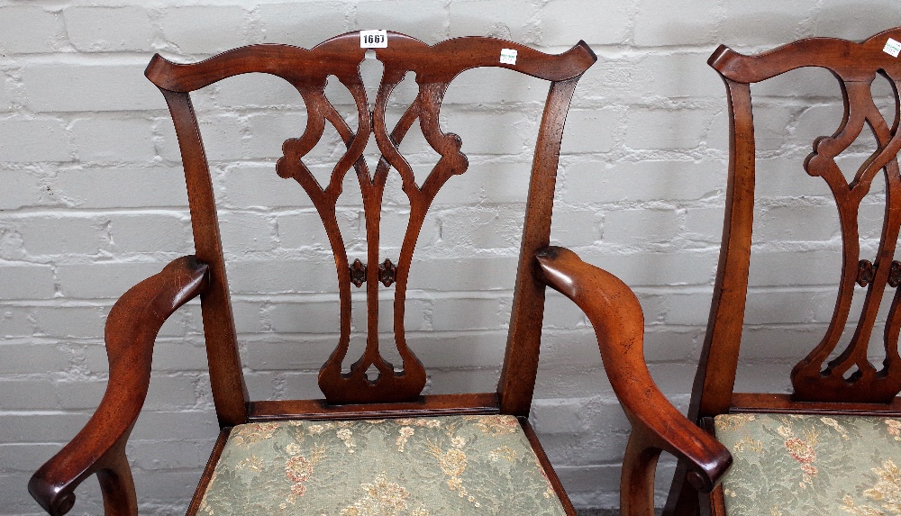 A set of eight George III style mahogany dining chairs, with pierced splat, - Image 2 of 2