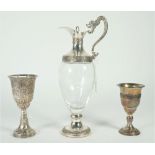 A pedestal goblet, detailed indistinctly 925, another pedestal goblet,