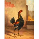 Hilton Lark Pratt (1838-1875), Fighting cock, oil on canvas, signed, 53.5cm x 41cm. Illustrated.